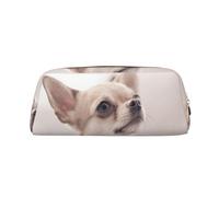 ESASAM Cute Chihuahua Leather Zipper Three-Dimensional Pencil Case, Simple and Elegant, Fashionable and Practical