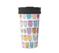 ESASAM Cute Colorful Sheep Cartoon Pattern Handheld Insulated Coffee Cup, with Good Insulation Effect and Easy to Carry