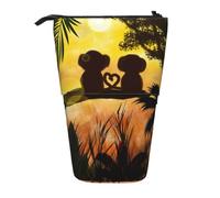 ESASAM Cute Couple Monkey Vertical Retractable Pencil Case, Easy to Use, Adjustable Size According to Needs