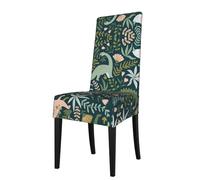 ESASAM Cute Dinosaur Printed Dining Chair Protective Cover, Machine Washable, Suitable For Universal Armless Chairs