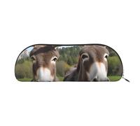 ESASAM Cute Donkeys Leather Semi-Circular Storage Bag, Semi-Circular Shape, Simple and Fashionable