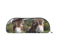 ESASAM Cute Donkeys Leather Semi-Circular Storage Bag, Semi-Circular Shape, Simple and Fashionable