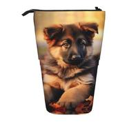 ESASAM Cute German Shepherd Puppy Vertical Retractable Pencil Case, Easy to Use, Adjustable Size According to Needs