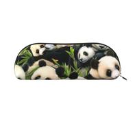 ESASAM Cute Panda Leather Semi-Circular Storage Bag, Semi-Circular Shape, Simple and Fashionable