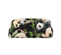 ESASAM Cute Panda Leather Zipper Three-Dimensional Pencil Case, Simple and Elegant, Fashionable and Practical