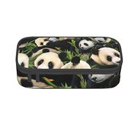 ESASAM Cute Panda Print Pencil Case Spacious Oxford Cloth Storage with Multiple Compartments