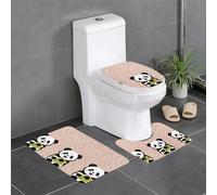 ESASAM Cute Panda Print Stylish And Durable 3 Piece Bathroom Rugs Set â€“ Soft And Comfortable Flannel Fabric