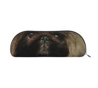 ESASAM Cute Pekingese Leather Semi-Circular Storage Bag, Semi-Circular Shape, Simple and Fashionable