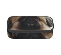 ESASAM Cute Pekingese Print Pencil Case Spacious Oxford Cloth Storage with Multiple Compartments