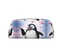 ESASAM Cute Penguins Leather Zipper Three-Dimensional Pencil Case, Simple and Elegant, Fashionable and Practical