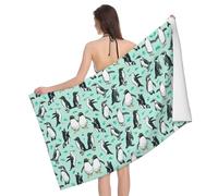 ESASAM Cute Penguins Print Premium Bath Towel - Luxurious, Super Absorbent, And Stylish