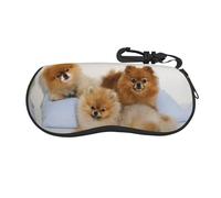 ESASAM Cute Pomeranian Ultra-Light And Convenient Soft Shell Glasses Bag-Protect Your Glasses And Sunglasses