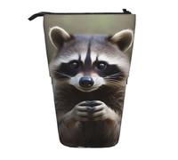 ESASAM Cute Raccoon Vertical Retractable Pencil Case, Easy to Use, Adjustable Size According to Needs