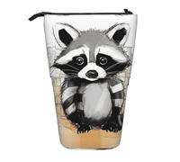 ESASAM Cute Raccoon Vertical Retractable Pencil Case, Easy to Use, Adjustable Size According to Needs