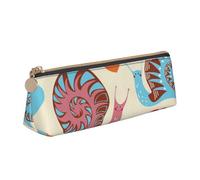 ESASAM Cute Snail Leather Triangular Pencil Case, Lightweight and Cute, with Large Capacity