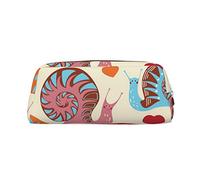 ESASAM Cute Snail Leather Zipper Three-Dimensional Pencil Case, Simple and Elegant, Fashionable and Practical