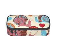 ESASAM Cute Snail Print Pencil Case Spacious Oxford Cloth Storage with Multiple Compartments