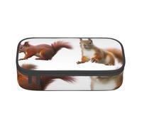 ESASAM Cute Squirrel Print Pencil Case Spacious Oxford Cloth Storage with Multiple Compartments