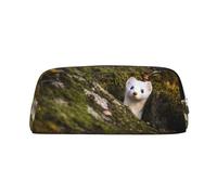 ESASAM Cute Weasel Leather Zipper Three-Dimensional Pencil Case, Simple and Elegant, Fashionable and Practical