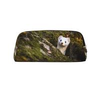 ESASAM Cute Weasel Leather Zipper Three-Dimensional Pencil Case, Simple and Elegant, Fashionable and Practical