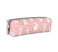 ESASAM Cute White Rabbit Simple and Stylish Leather Pencil Case - Stationery Organizer and Travel Storage, Pencil Holder, Pencil Bag, Zipper Pouch, Pen Case, Art Supplies
