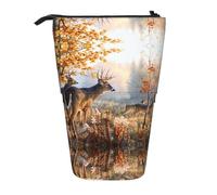 ESASAM Deer Wildlife Art Vertical Retractable Pencil Case, Easy to Use, Adjustable Size According to Needs