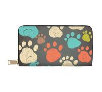 ESASAM Dog Paws Print Long Imitation Leather Wallet, Stylish, Practical, and Durable