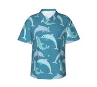 ESASAM Dolphin Men's Hawaiian Shirt â€“ Tropical Print Button Down Short Sleeve Beach Shirt, Beach Party Shirt, Vacation Shirt, Short Sleeve Shirt, Casual Shirt