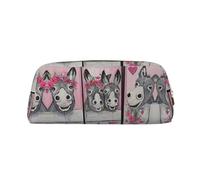 ESASAM Donkey and Flower Leather Zipper Three-Dimensional Pencil Case, Simple and Elegant, Fashionable and Practical