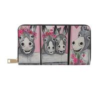 ESASAM Donkey and Flower Long Imitation Leather Wallet, Stylish, Practical, and Durable
