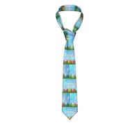 ESASAM Easter Egg Bunny Grass Wooden Print Stylish Men'S Necktie - Premium Polyester Fiber Fabric, Perfect For Business And Formal Occasions