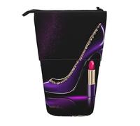 ESASAM Elegant Purple High Heels with Lipstick A Pencil Case with A Retractable Design, Versatile and Durable