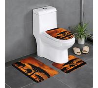 ESASAM Elephant Print Stylish And Durable 3 Piece Bathroom Rugs Set - Soft And Comfortable Flannel Fabric
