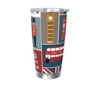 ESASAM England Symbols Versatile 20oz Car Cup - Your Travel Companion for Hot Or Cold Beverages, Stainless Steel Tumbler for Coffee Enthusiasts, Large Capacity Travel Mug