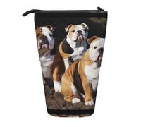 ESASAM English Bulldogs Vertical Retractable Pencil Case, Easy to Use, Adjustable Size According to Needs
