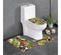 ESASAM Farm Animals Print Stylish And Durable 3 Piece Bathroom Rugs Set â€“ Soft And Comfortable Flannel Fabric