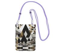 ESASAM Fashion Modern Black White Gold Triangles A Large Capacity Crossbody Phone Case For Worry Free Travel