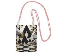 ESASAM Fashion Modern Black White Gold Triangles A Large Capacity Crossbody Phone Case For Worry Free Travel