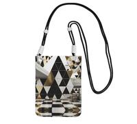 ESASAM Fashion Modern Black White Gold Triangles A Large Capacity Crossbody Phone Case For Worry Free Travel