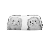 ESASAM Ferrets Leather Zipper Three-Dimensional Pencil Case, Simple and Elegant, Fashionable and Practical