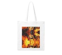 ESASAM Firefighter Fireman Flame Print Canvas Carrying Tote Bag Beach Bag Blank Grocery Bag For Travel Bridesmaid Wedding Birthday