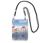 ESASAM Flock Of Pink Flamingos On The Beach A Large Capacity Crossbody Phone Case For Worry Free Travel