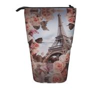 ESASAM Flower Paris Eiffel Tower Vertical Retractable Pencil Case, Easy to Use, Adjustable Size According to Needs