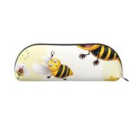 ESASAM Flying Bees Daisy Honey Leather Semi-Circular Storage Bag, Semi-Circular Shape, Simple and Fashionable