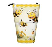 ESASAM Flying Bees Daisy Honey Vertical Retractable Pencil Case, Easy to Use, Adjustable Size According to Needs