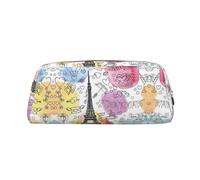 ESASAM French Paris Tour Eiffel Tower Leather Zipper Three-Dimensional Pencil Case, Simple and Elegant, Fashionable and Practical