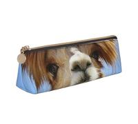 ESASAM Funny Alpaca Llama Leather Triangular Pencil Case, Lightweight and Cute, with Large Capacity