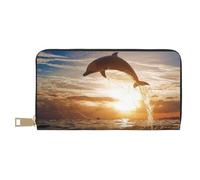 ESASAM Funny Animal Dolphin Long Imitation Leather Wallet, Stylish, Practical, and Durable