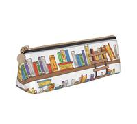 ESASAM Funny Book Shelves Collection and Ladder Leather Triangular Pencil Case, Lightweight and Cute, with Large Capacity
