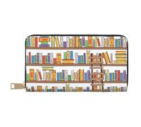 ESASAM Funny Book Shelves Collection and Ladder Long Imitation Leather Wallet, Stylish, Practical, and Durable